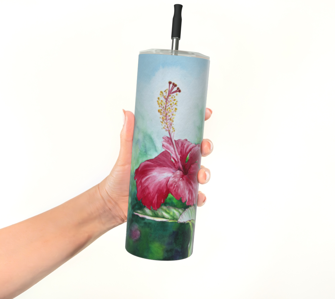 Aloha, Hibiscus Flower Art Print, Steel Tumbler Drinkware
