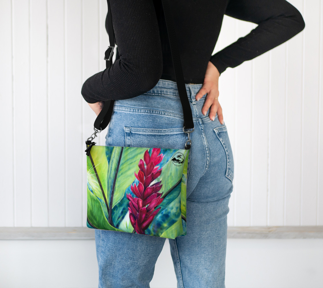 Torch Ginger Flowers Art Print Purse / Shoulder Bag with Long Strap