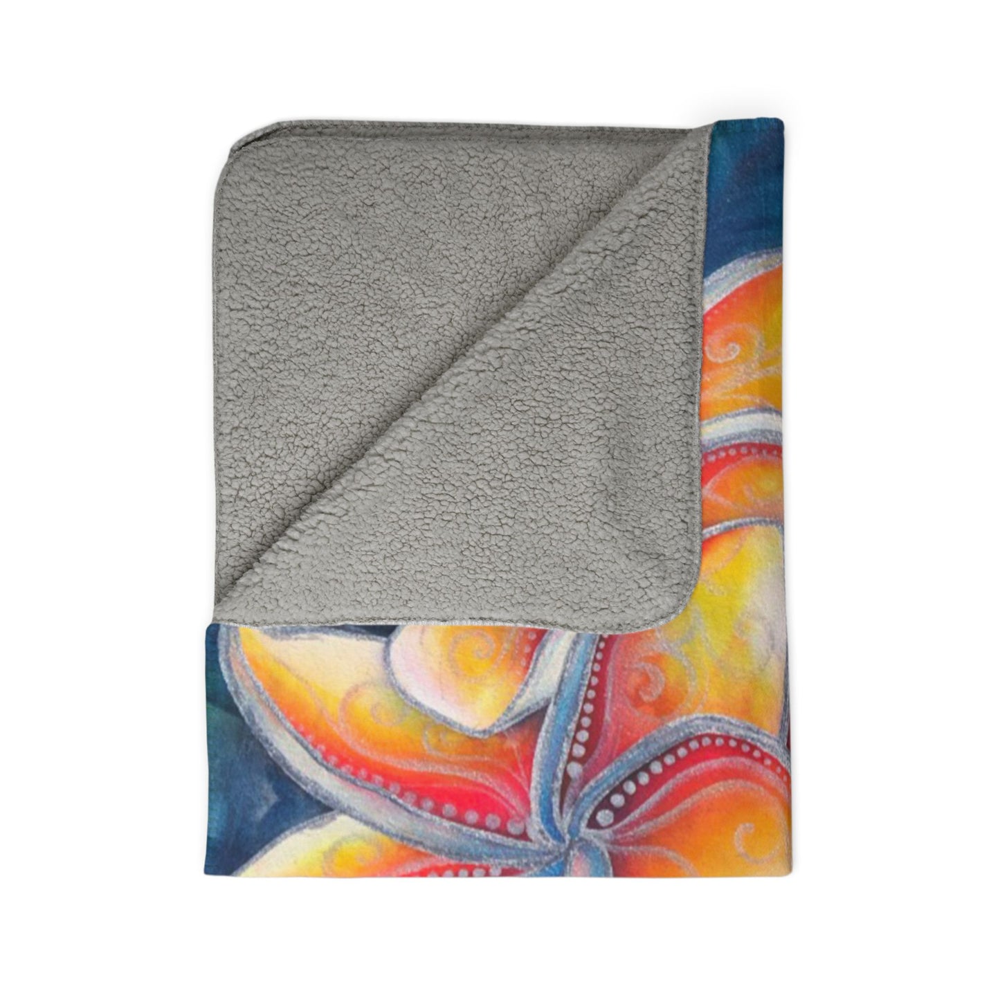 Tropical Plumeria Sherpa Blanket — Vibrant Floral Fleece Throw