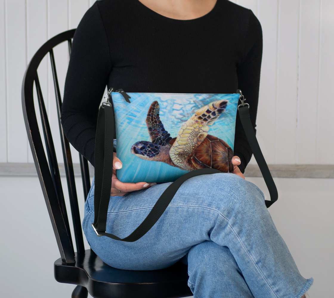 Sea Turtle Art Print Purse / Shoulder Bag with Long Strap