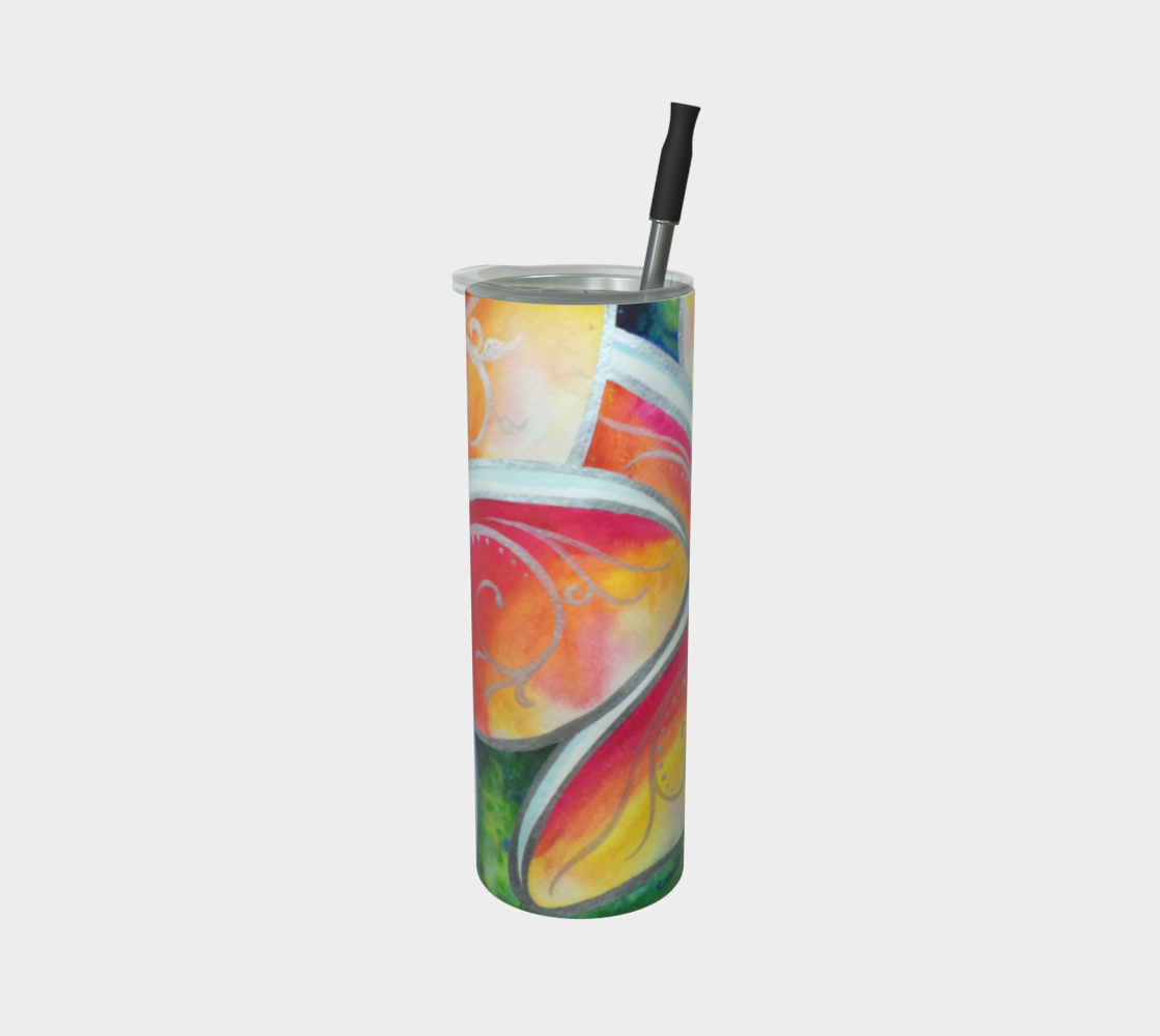 Plumeria Go Round Art -Artistic Steel Tumbler - Drink/ Cocktail Cup