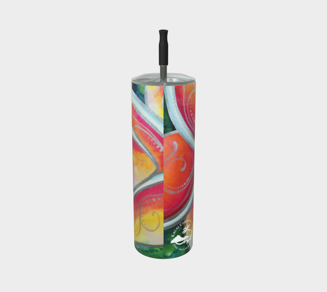Plumeria Go Round Art -Artistic Steel Tumbler - Drink/ Cocktail Cup