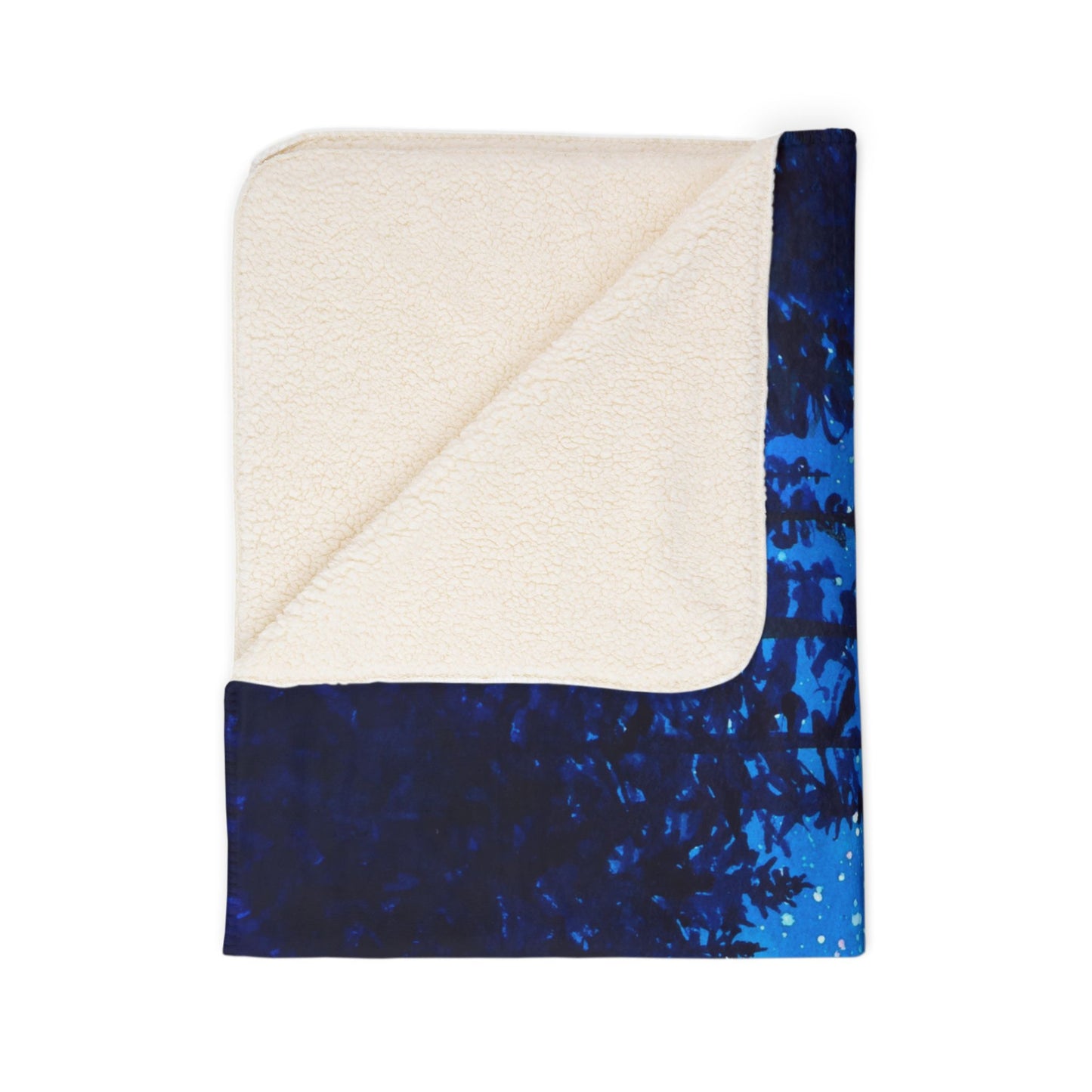 Star Lite Forest Starry Night sky watercolor art Fleece Sherpa Blanket