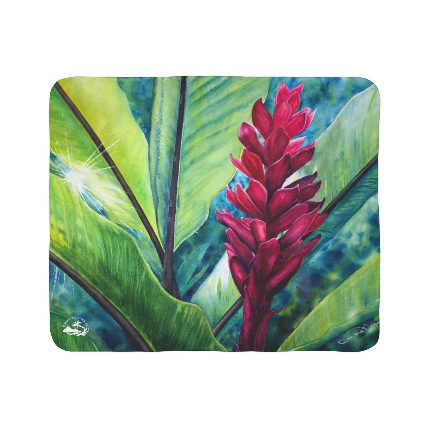 Tropical Red Ginger Fleece Sherpa Blanket
