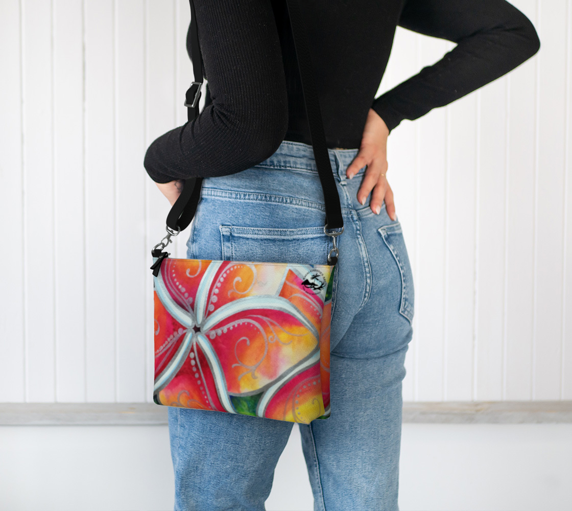 Plumeria Flower Fangenpani  Art Print Purse / Shoulder Bag with Long Strap