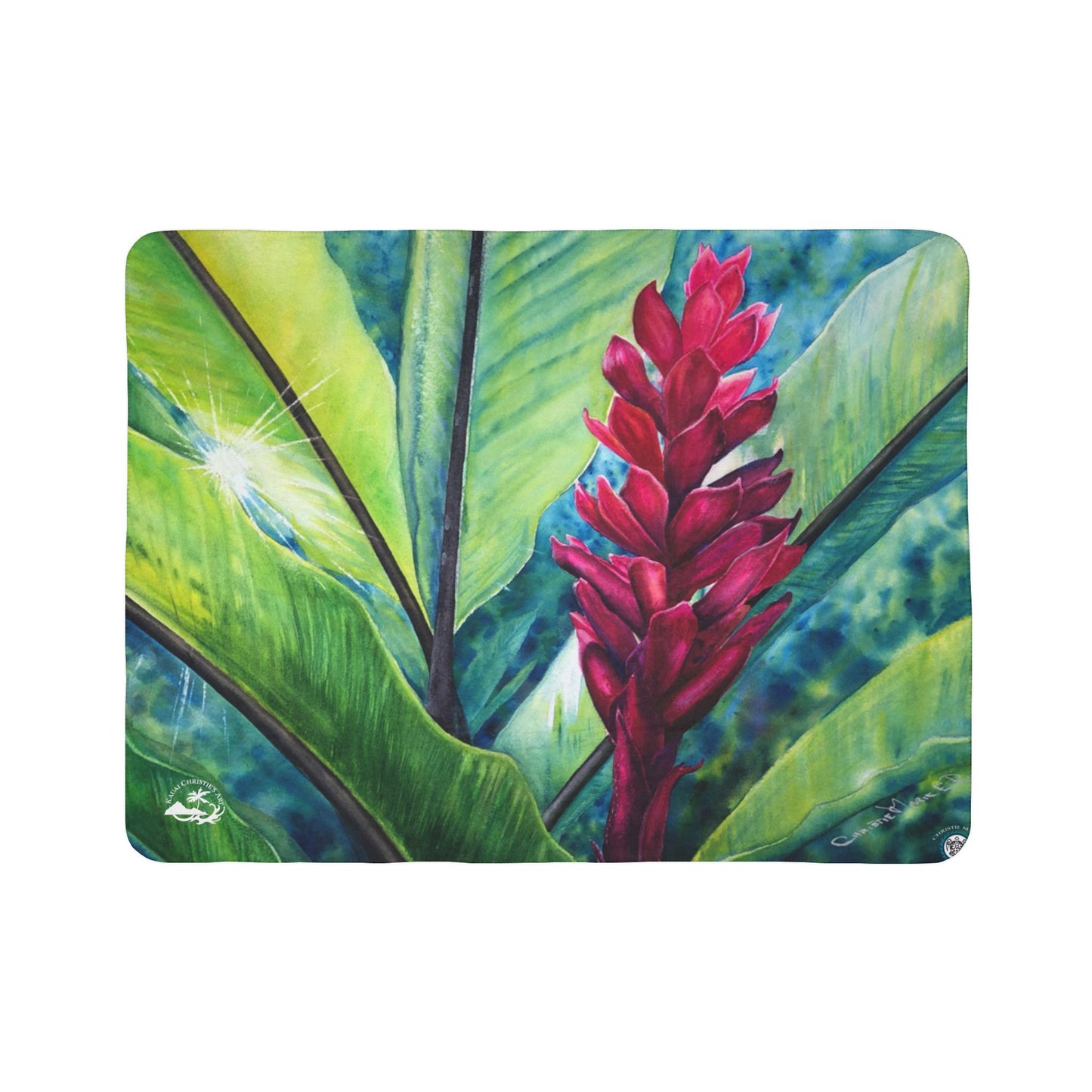 Tropical Red Ginger Fleece Sherpa Blanket