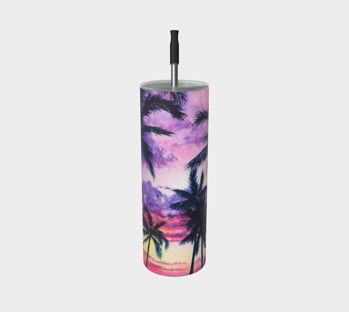 Pink Palms / Palm Tree Art Print Steel Tumbler, Drinkware