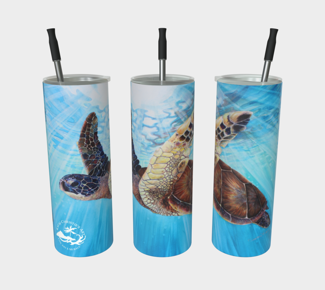Aloha Spirit / Sea Turtle Art Print, Steel Tumbler, Drinkware