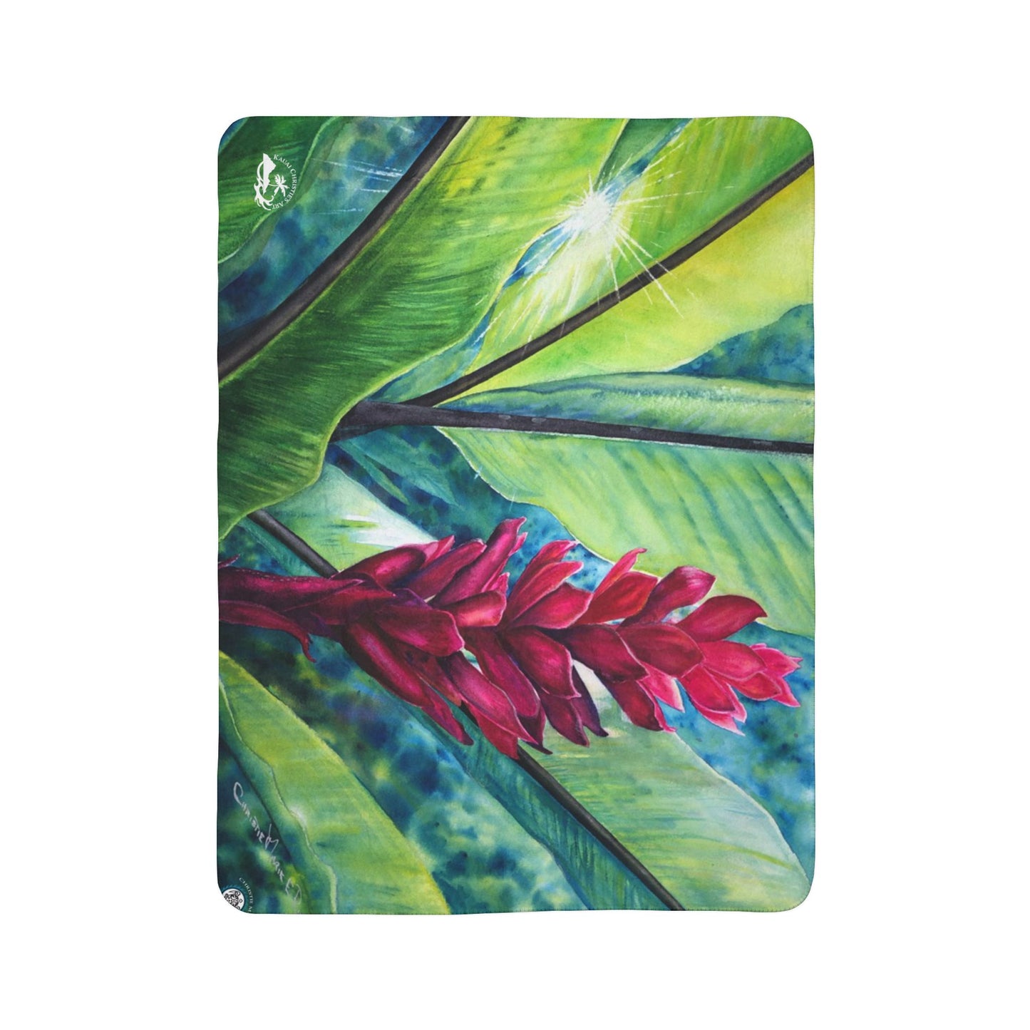 Tropical Red Ginger Fleece Sherpa Blanket