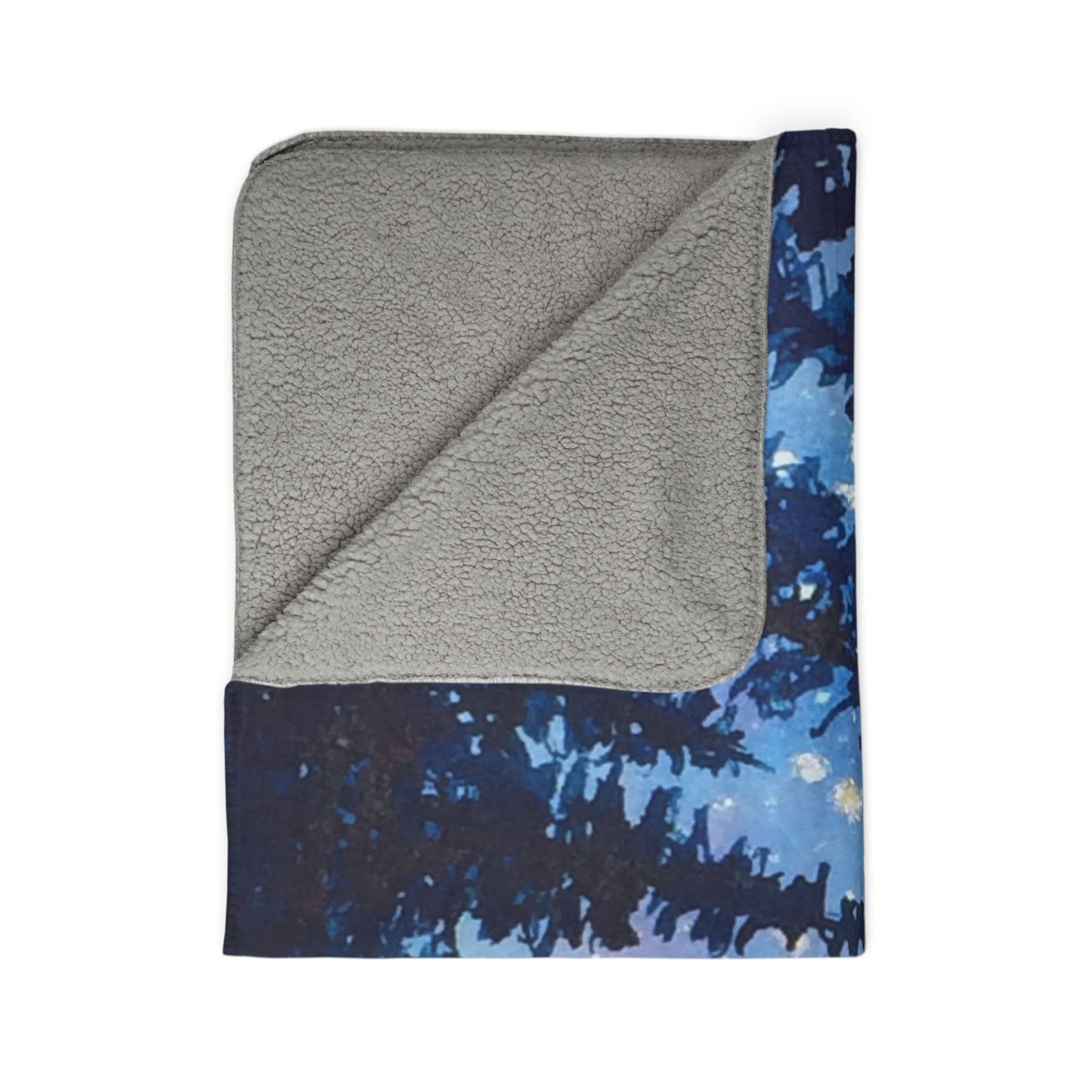 Starry Night Forest Watercolor Art ~ Camp gift Fleece Sherpa Blanket