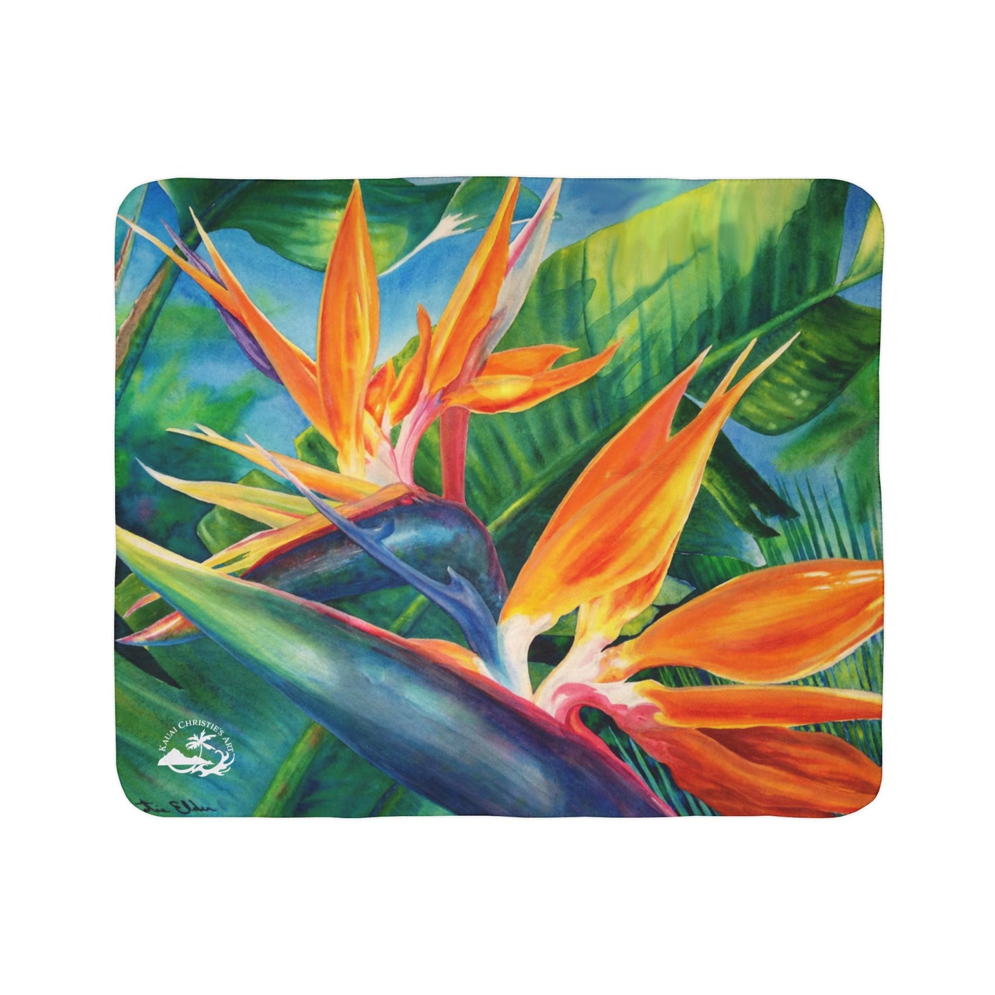 Bird of Paradise Fleece Sherpa Blanket — Tropical Floral Throw for Cozy Home & Beach Seasons