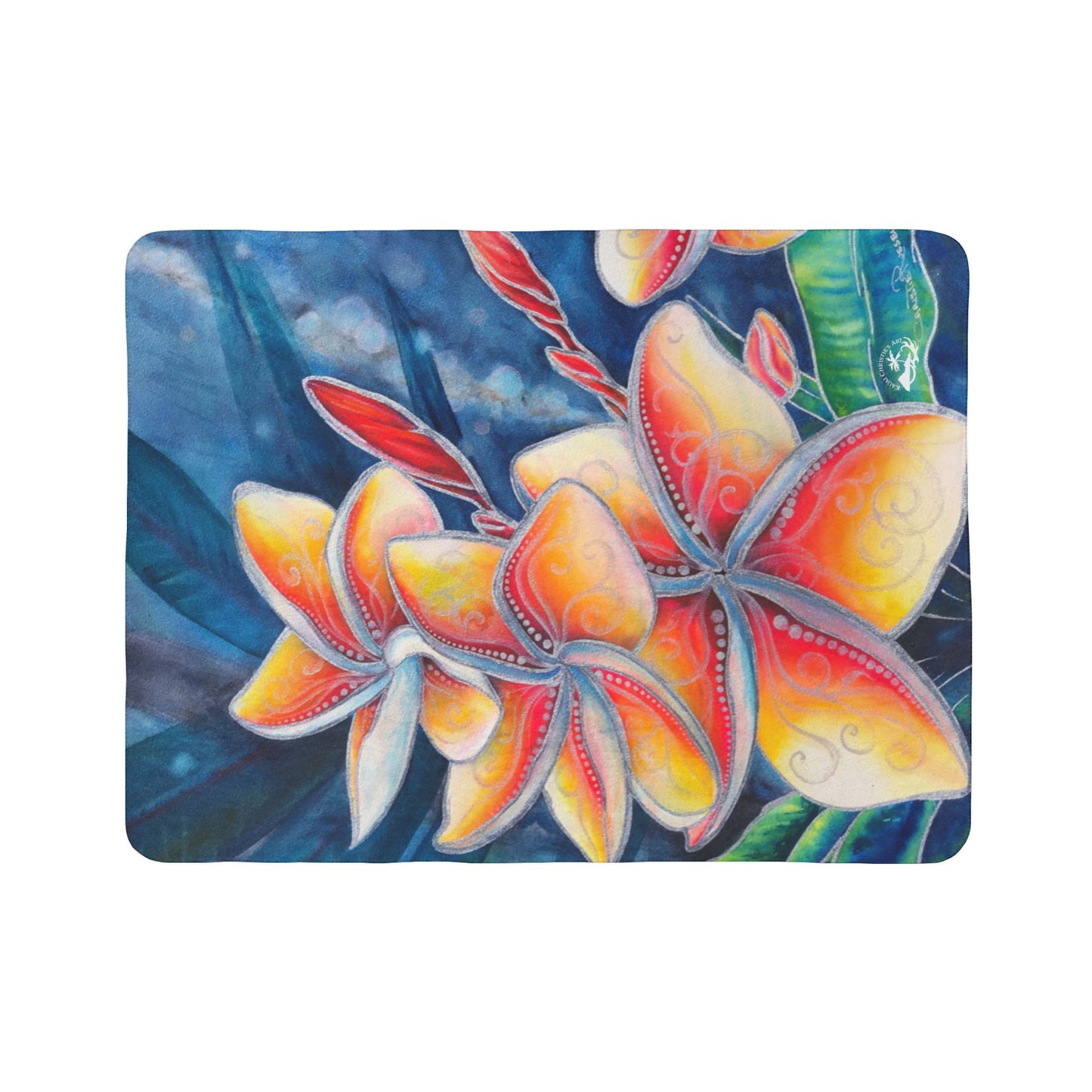 Tropical Plumeria Sherpa Blanket — Vibrant Floral Fleece Throw