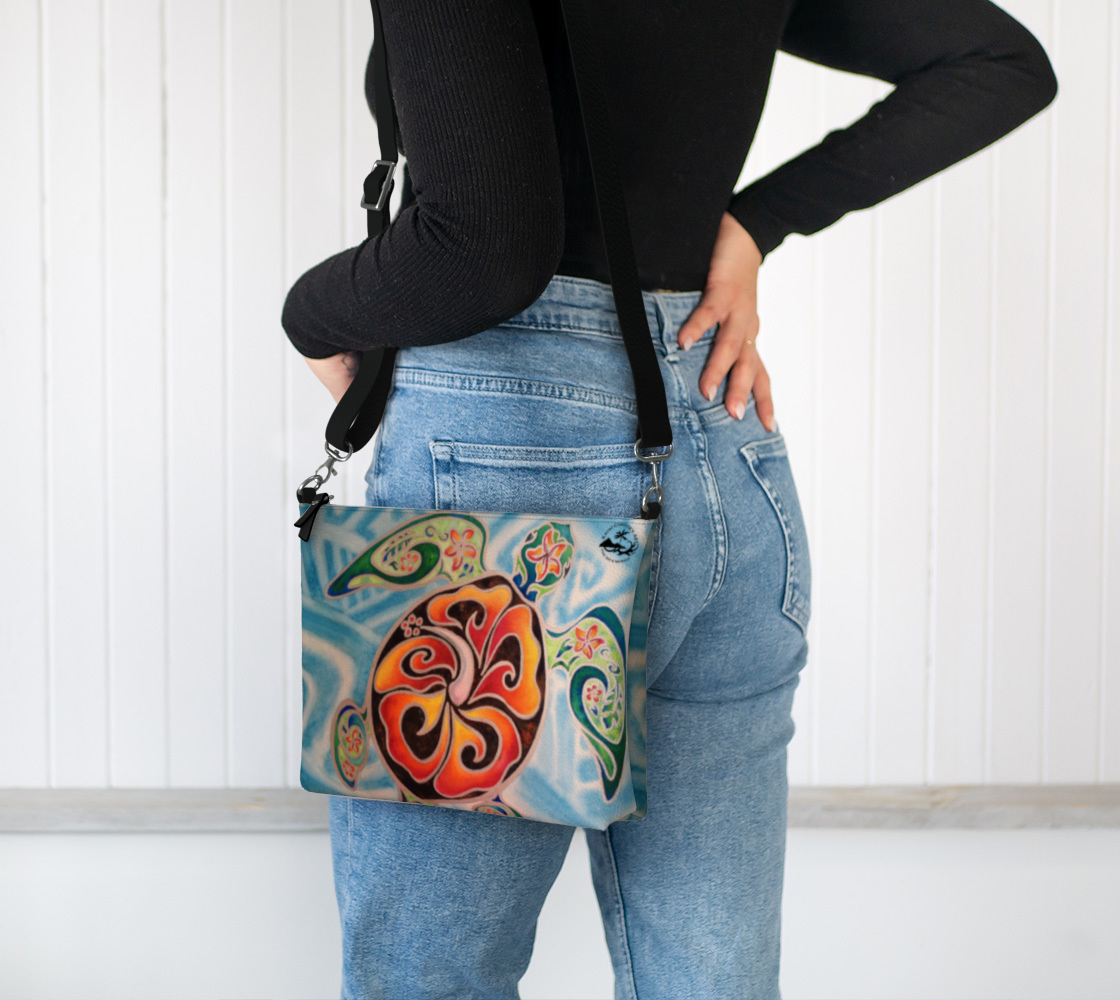 Sea Turtle Art Print Purse / Shoulder Bag with Long Strap