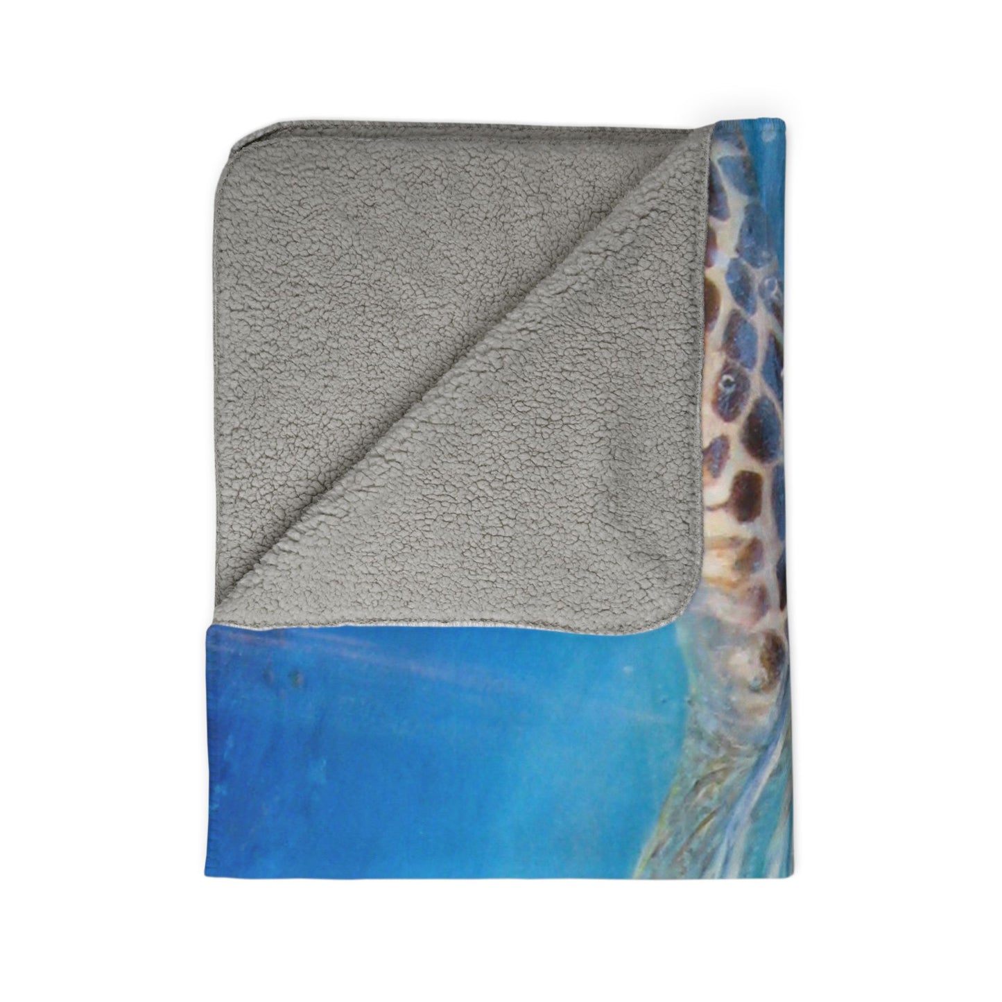 Sea Turtle Ocean Blue Sherpa Blanket — Cozy Coastal Fleece Throw