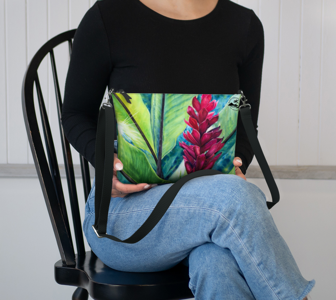 Torch Ginger Flowers Art Print Purse / Shoulder Bag with Long Strap