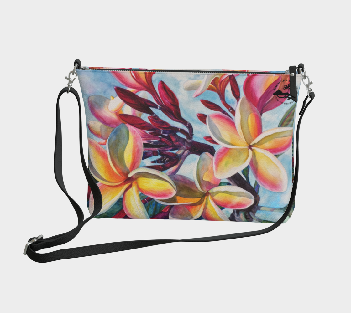 Plumeria Flowers Art Print Purse / Shoulder Bag with Long Strap