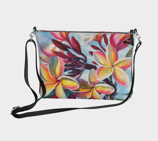 Plumeria Flowers Art Print Purse / Shoulder Bag with Long Strap