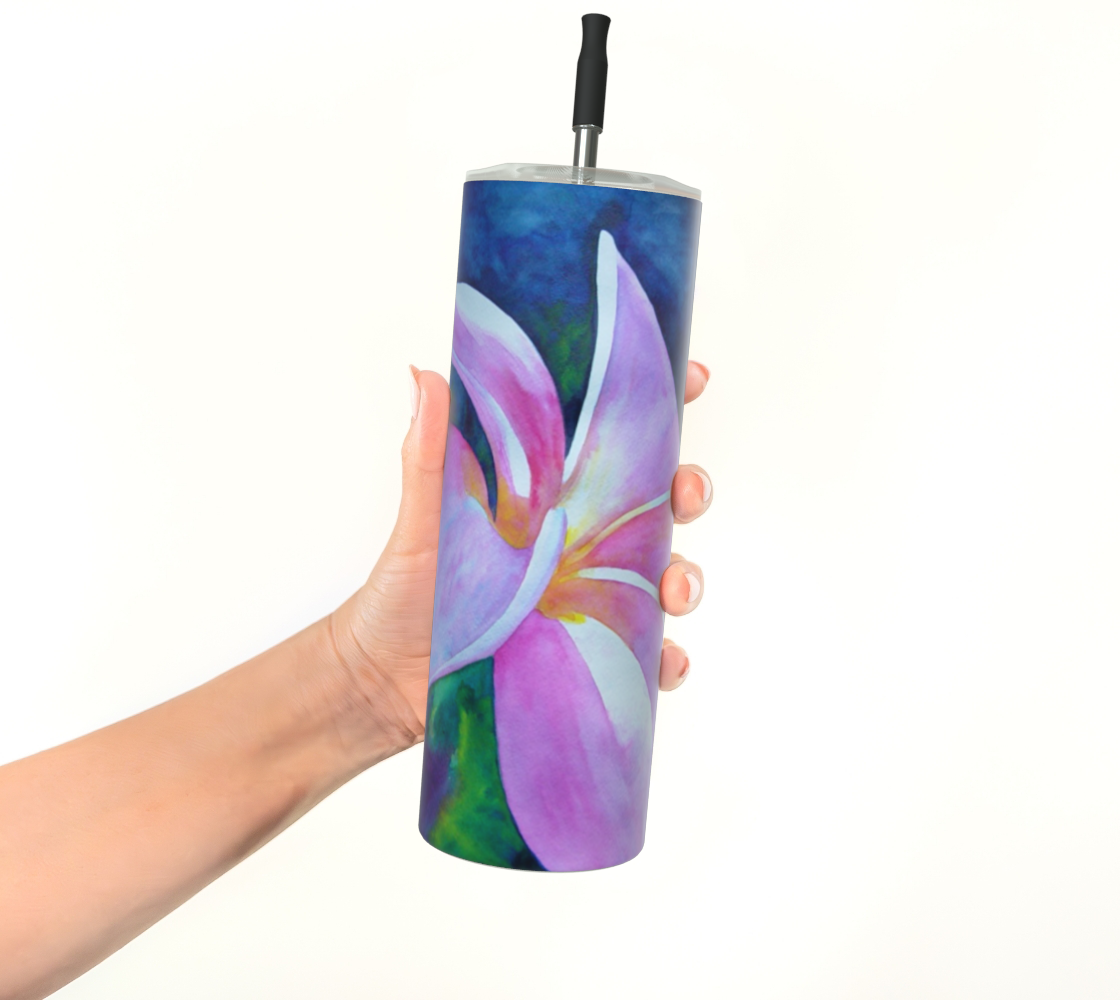 Pink Plumeria Flower Art Print Steel Tumbler Drinkware