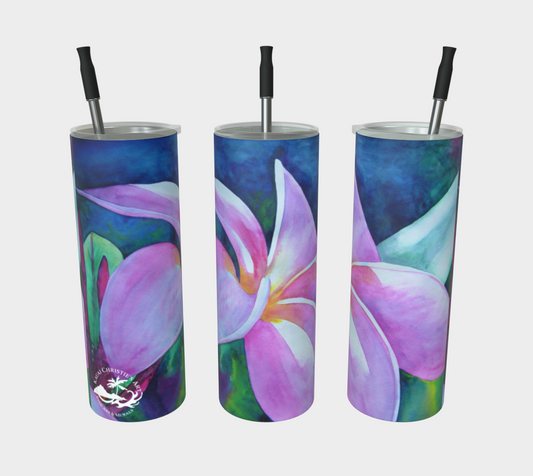 Pink Plumeria Flower Art Print Steel Tumbler Drinkware