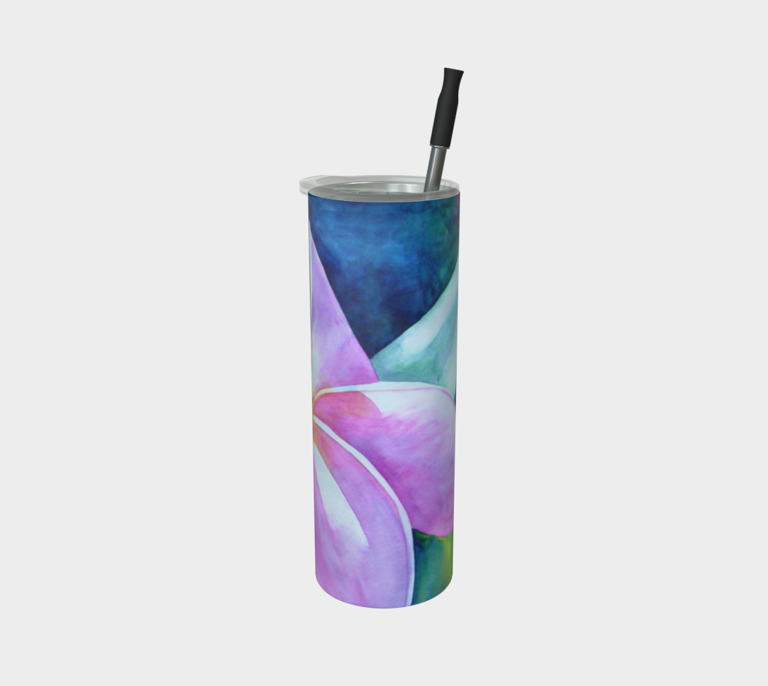 Pink Plumeria Flower Art Print Steel Tumbler Drinkware