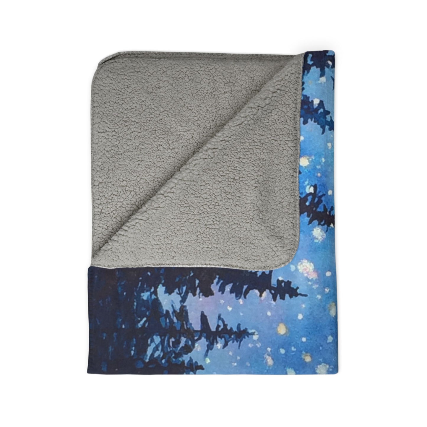 Starry Night Forest Watercolor Art ~ Camp gift Fleece Sherpa Blanket