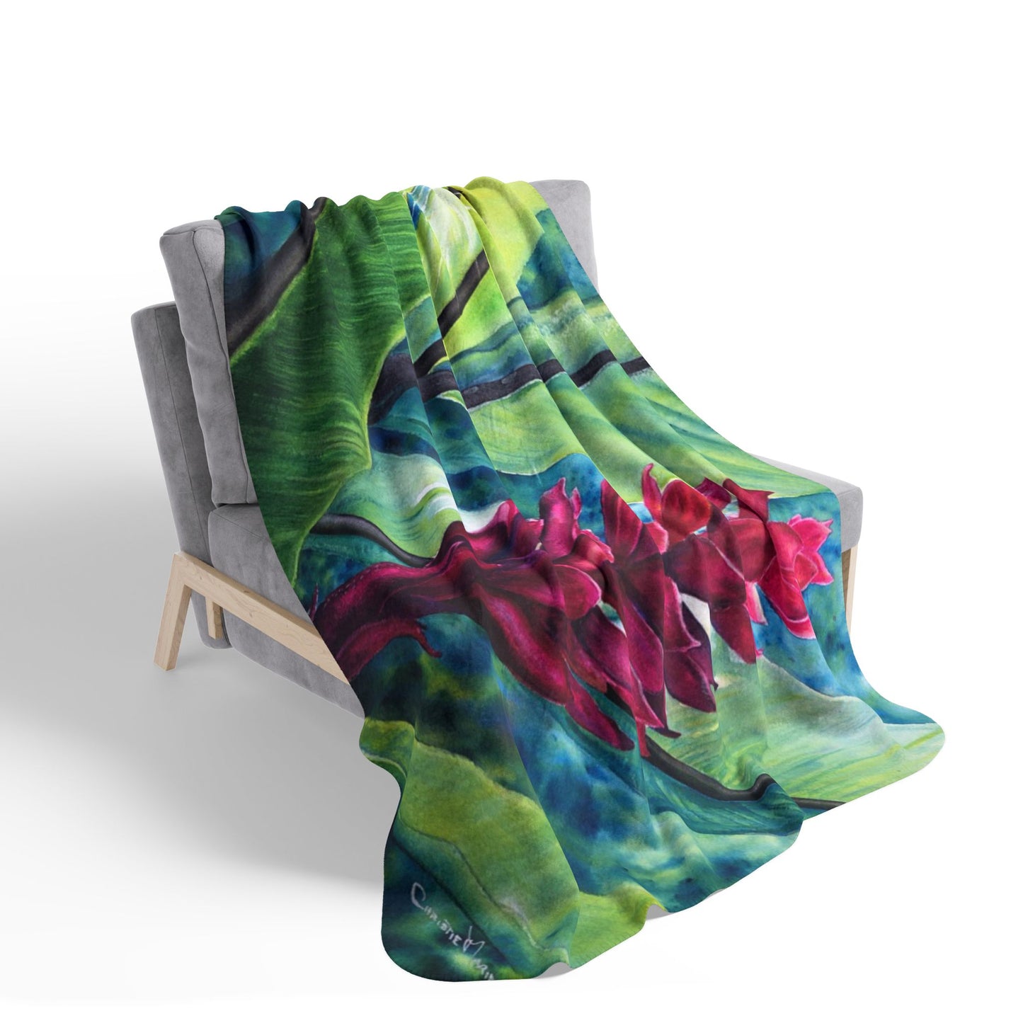 Tropical Red Ginger Fleece Sherpa Blanket