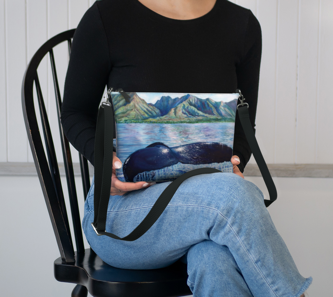 Whale Tale Art Print Purse / Shoulder Bag with Long Strap