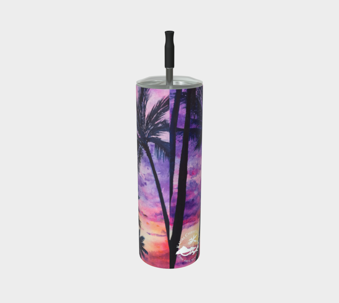 Pink Palms / Palm Tree Art Print Steel Tumbler, Drinkware