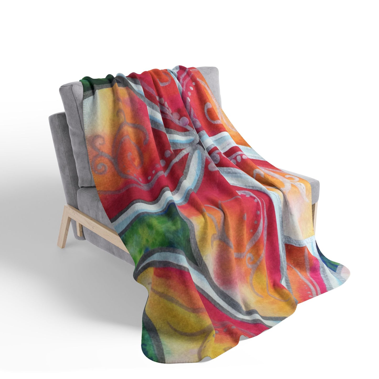 Plumeria Floral Sherpa Blanket — Tropical Hibiscus Plush Throw