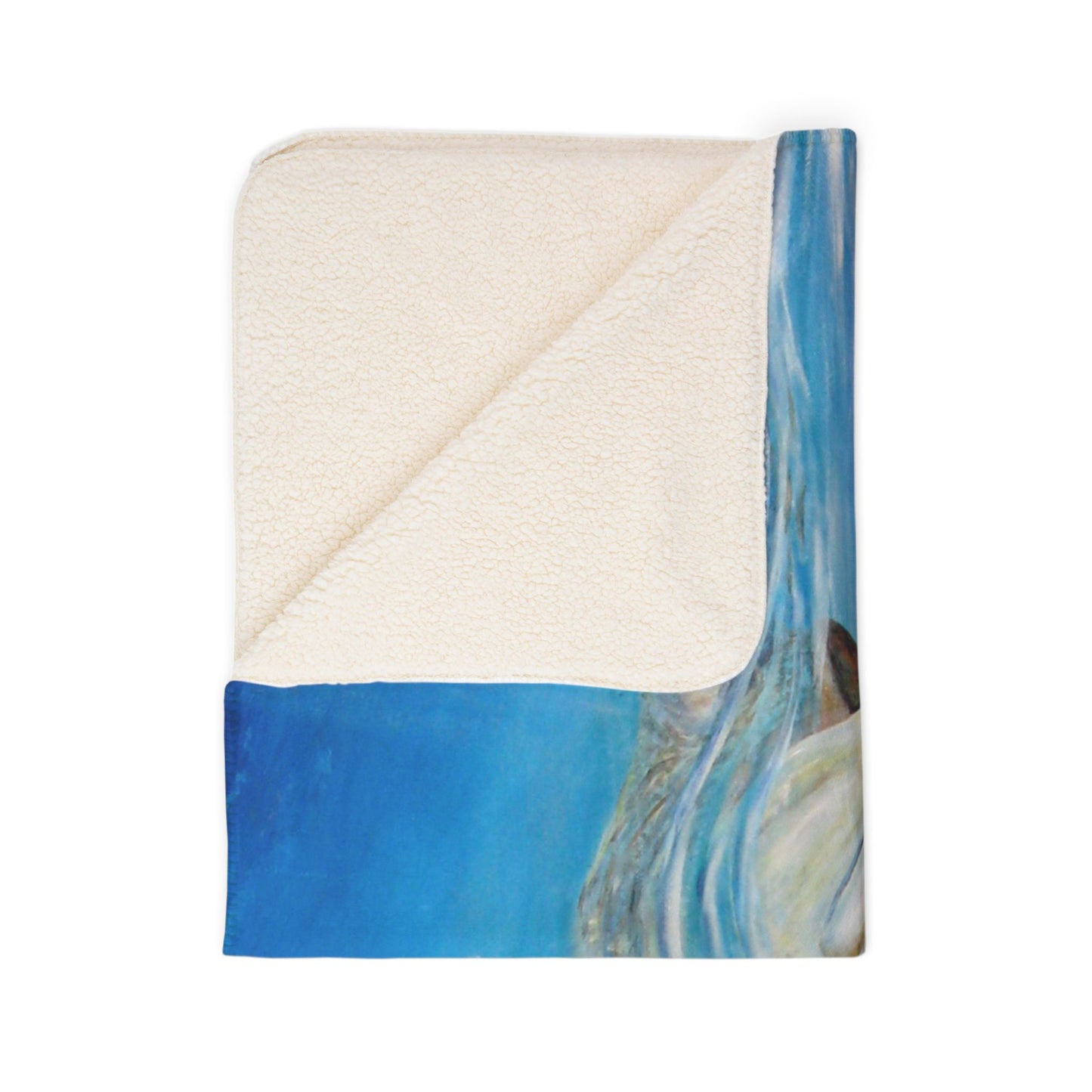 Sea Turtle Ocean Blue Sherpa Blanket — Cozy Coastal Fleece Throw