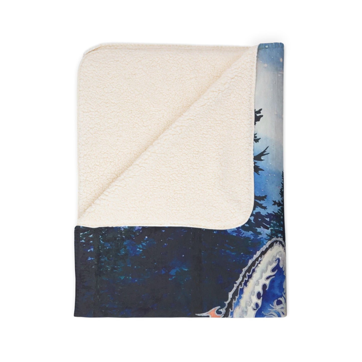 Fox Night Sky Fleece Sherpa Blanket — Cozy Woodland Fox Throw for Nature Lovers