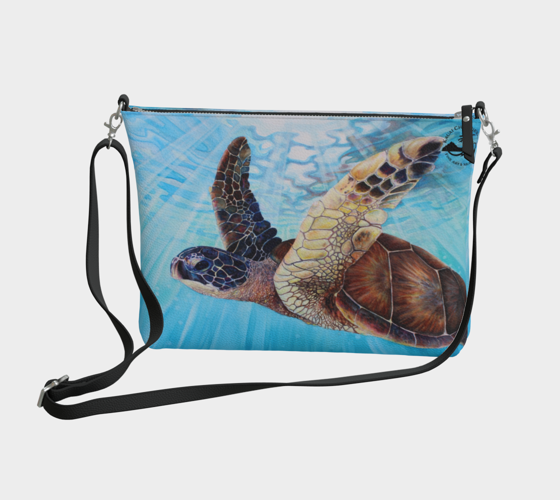 Sea Turtle Art Print Purse / Shoulder Bag with Long Strap