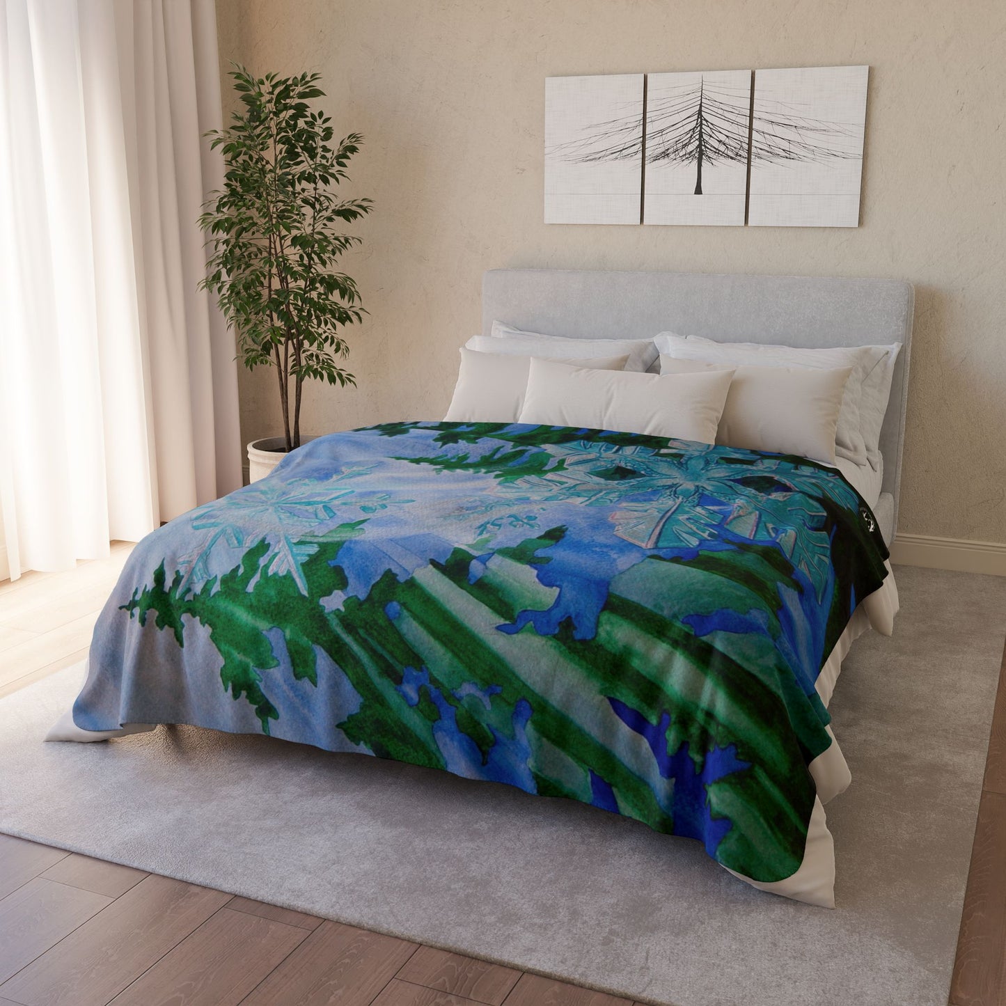 Snowflake Forest Fleece Blanket — Cozy Sherpa Throw for Winter Nights