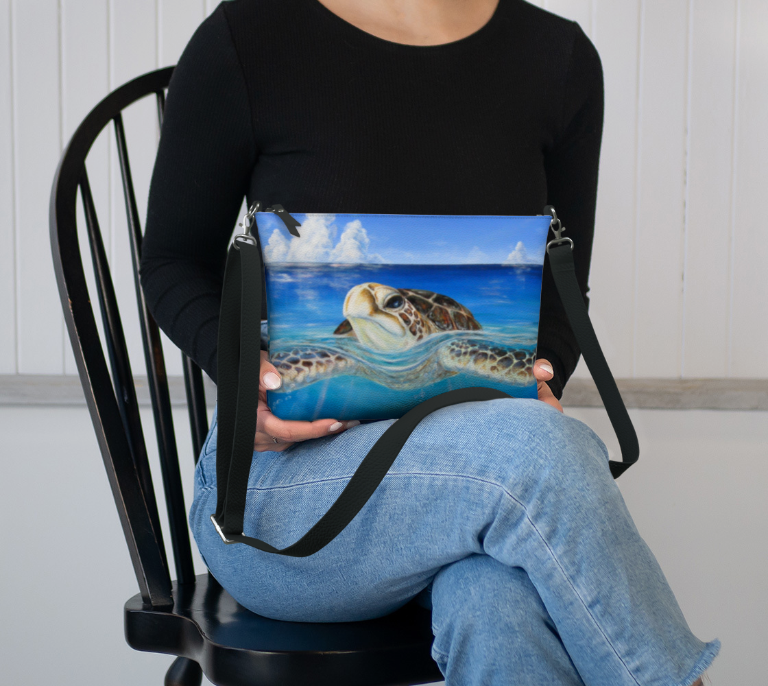 Hawaii Sea Turtle Art Print Purse / Shoulder Bag with Long Strap