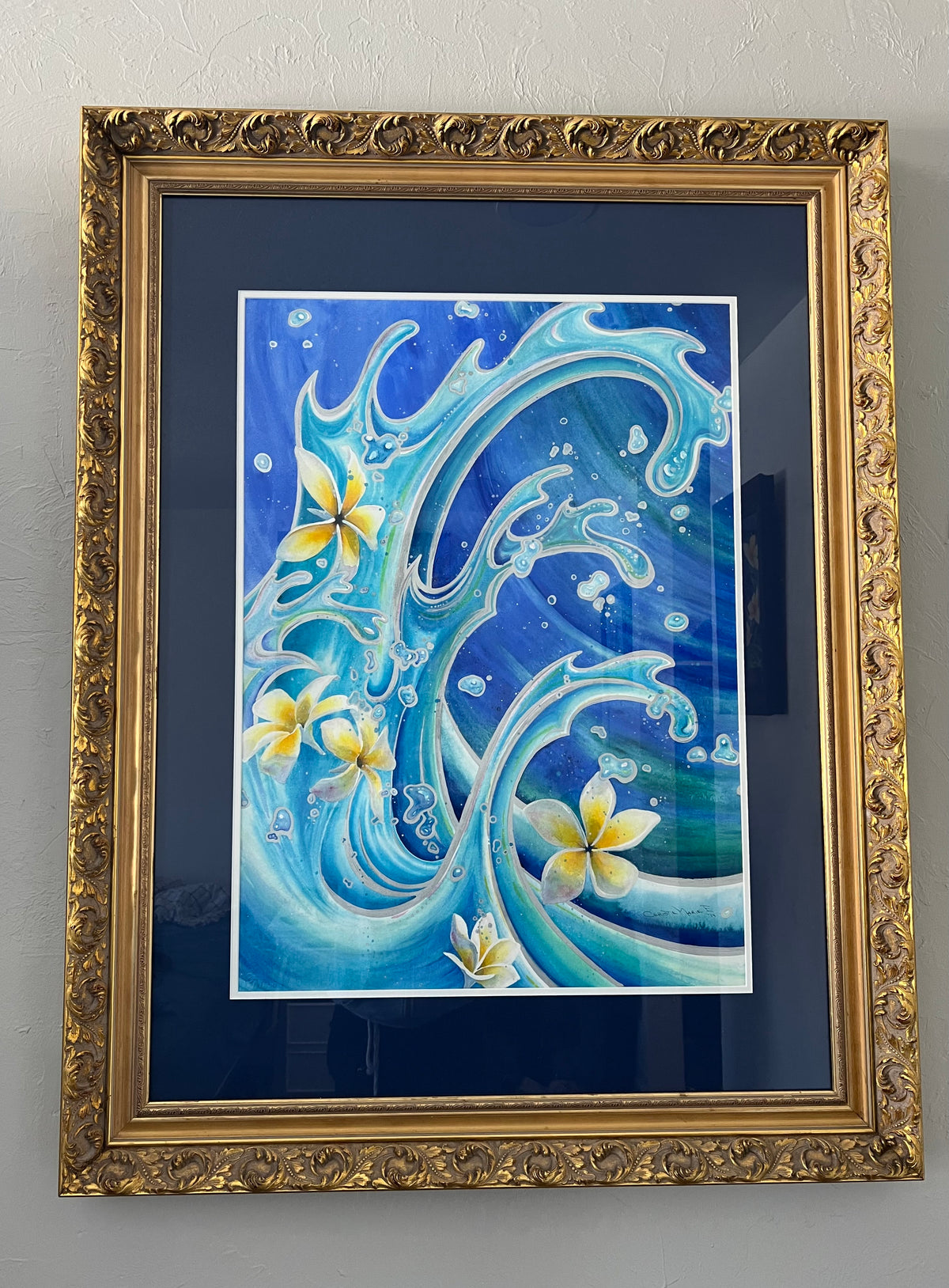 Blue Hawaii displayed in an antique gold frame from the artist’s personal collection; frame is not included with purchase.
