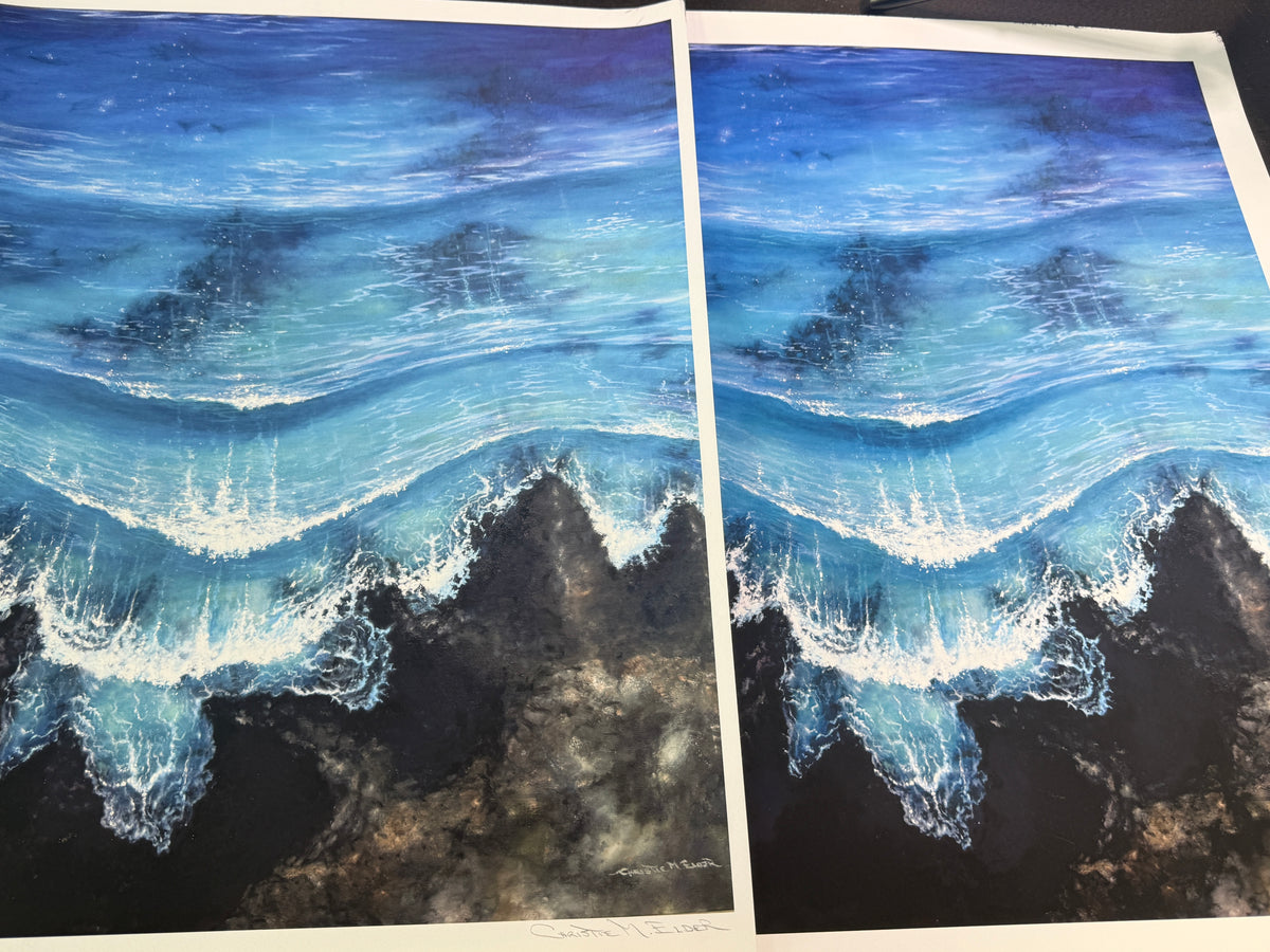 Nalu Me Nā Nalu ~ Limited Edition of 25 , Hand Embellished Gicleé print 15" x 20" ~ Presale