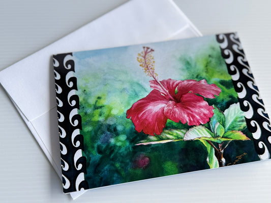 Greeting Card Set - Hawaiian Tropical Flowers- Set of 4 Cards - Blank Inside - 5" x 7"