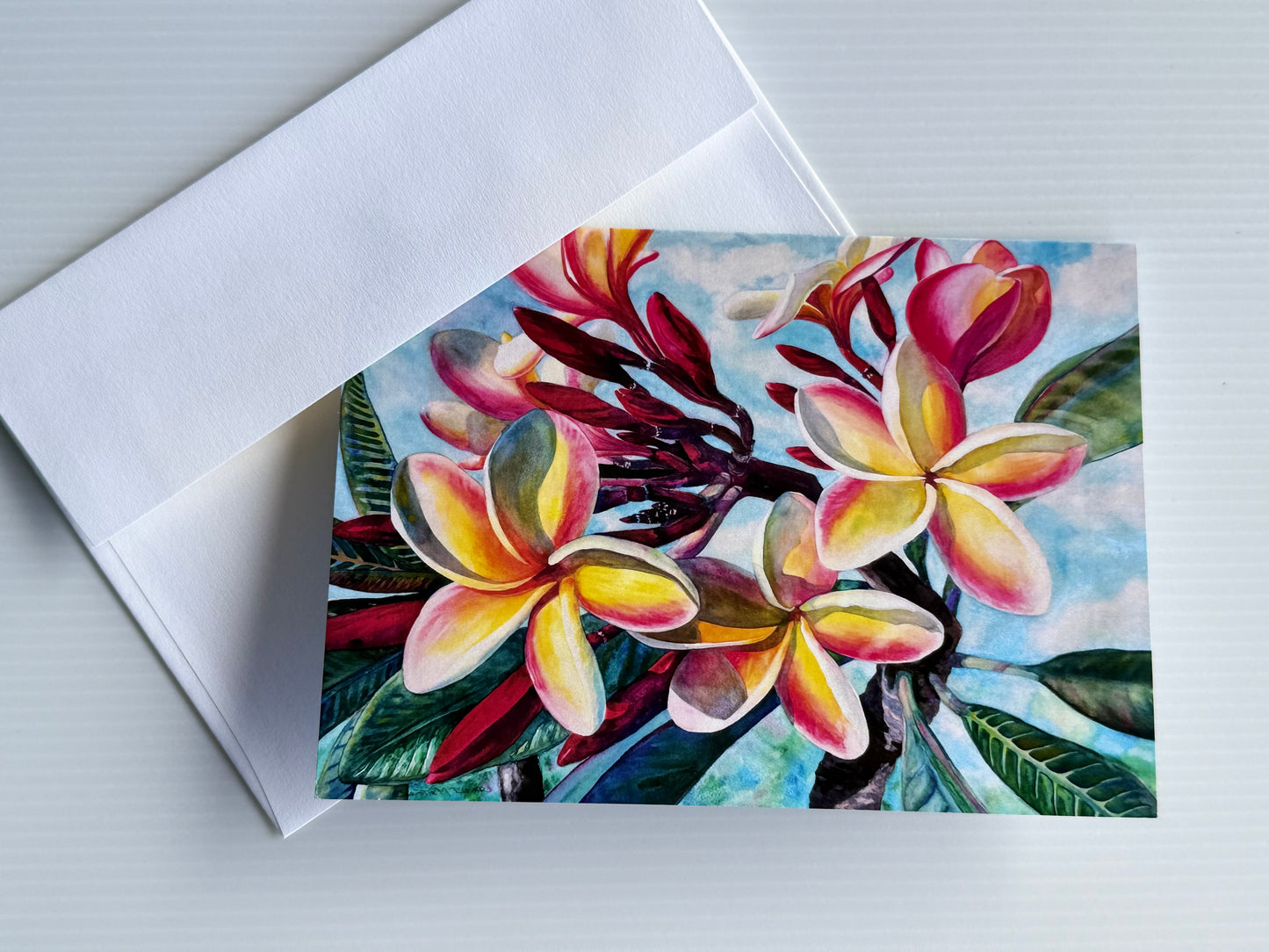 La a Kea 'O Kekaha - Plumeria flowers Art - 10 Greeting Cards with envelopes 5" x 7" (US & CA)