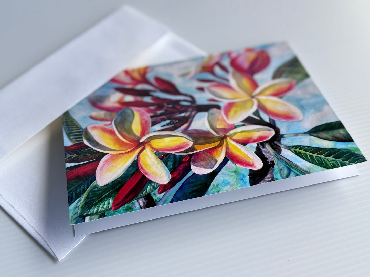 La a Kea 'O Kekaha - Plumeria flowers Art - 10 Greeting Cards with envelopes 5" x 7" (US & CA)