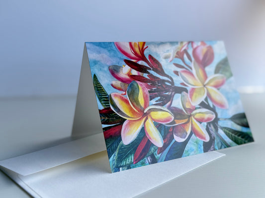 La a Kea 'O Kekaha - Plumeria flowers Art - 10 Greeting Cards with envelopes 5" x 7" (US & CA)