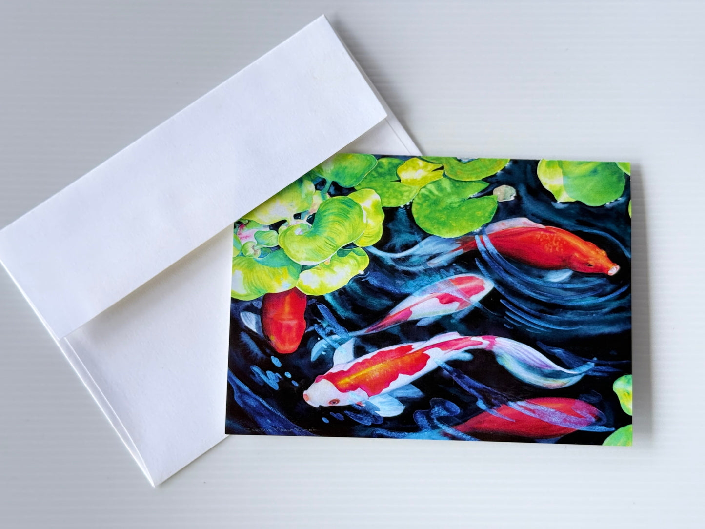 Coy Koi - Koi Fish Art Print of Watercolor - Pack of 10 Greeting Cards (US & CA)