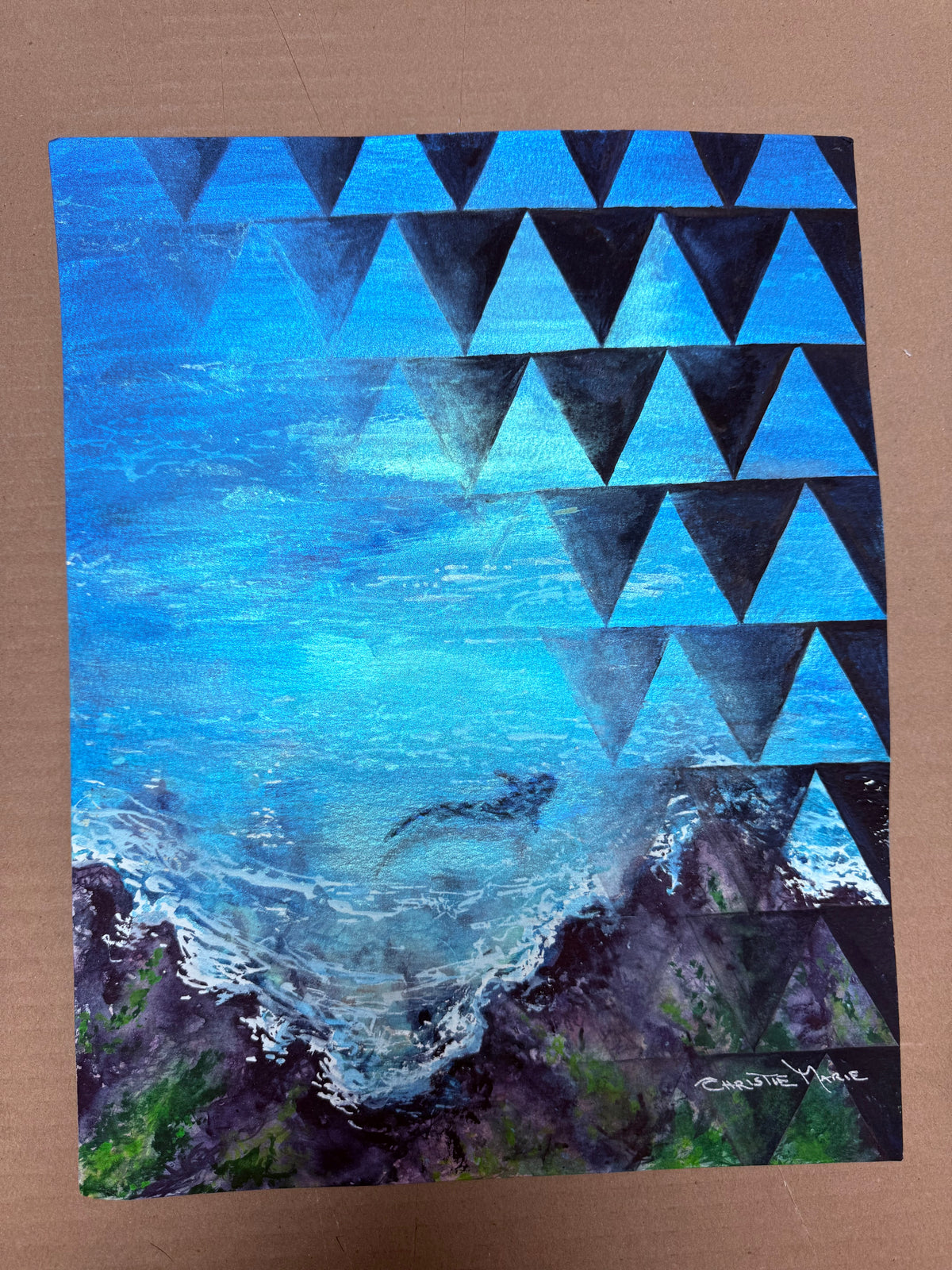 Earlier watercolor exploration connected to the inspiration for Nalu me nā Nalu by Christie Marie Elder