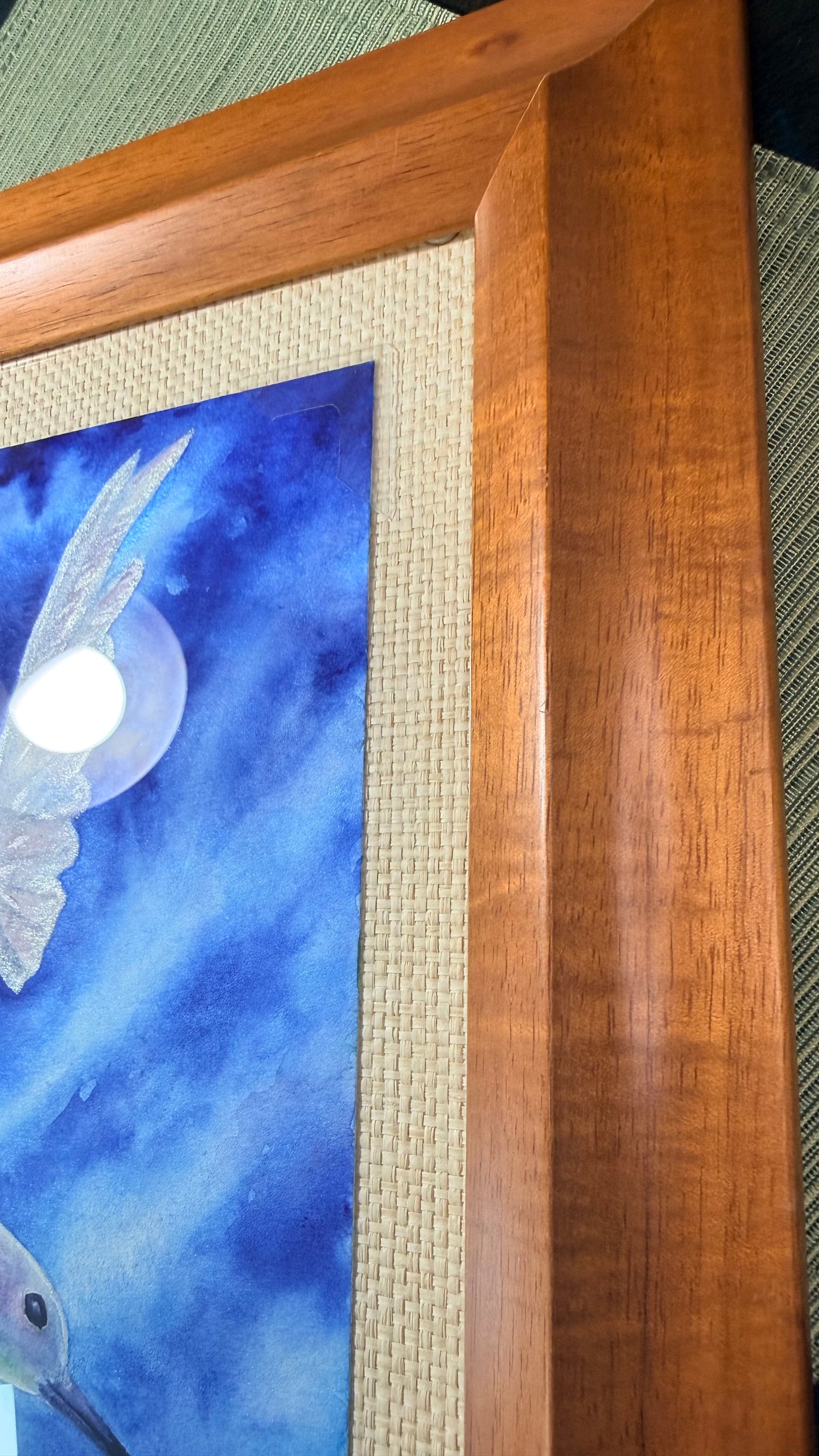 Original Koa Wood Framed Watercolor - No Ka Mana'olana - Manu-o-Kū or White Tern a native Hawaiian Seabird
