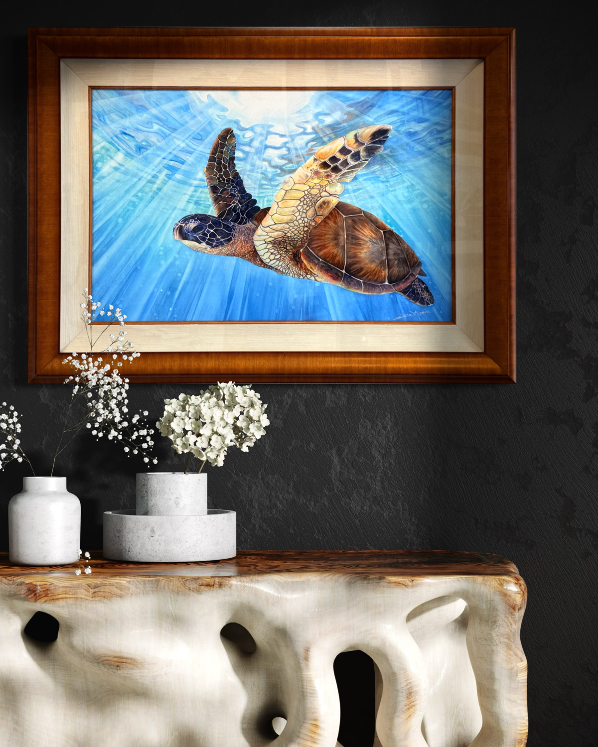 Original - Hawaiian Sea Turtle - Watercolor Art - Christie Marie Elder