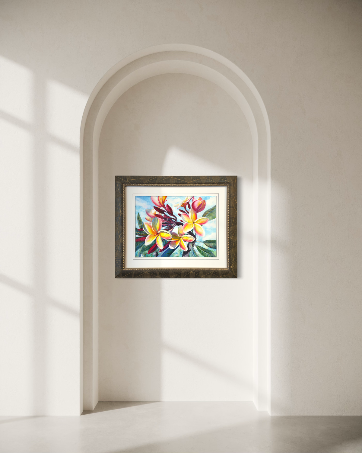 Original Large Watercolor Painting Art, Tropical Plumeria Flowers, Beautiful Hawaiian  Artist Christie Marie ©