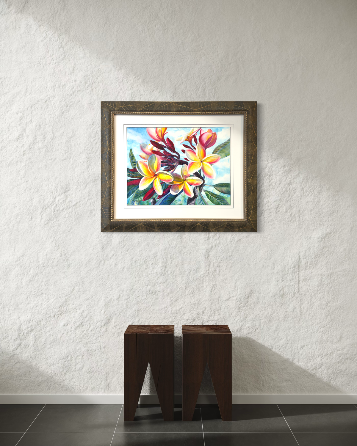 Original Large Watercolor Painting Art, Tropical Plumeria Flowers, Beautiful Hawaiian  Artist Christie Marie ©