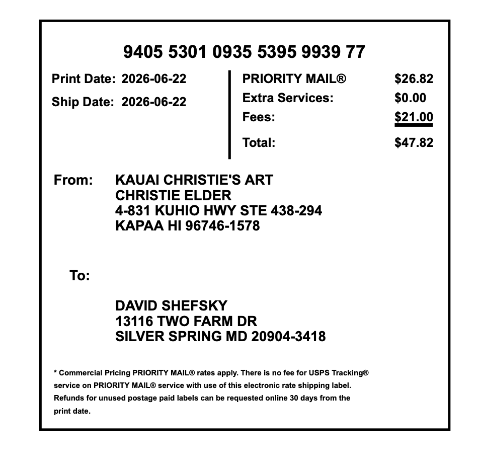 Custom Listing - Metal Art Print Ship - For David