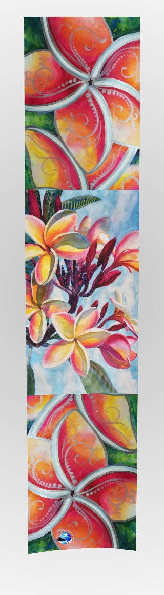 Long Scarf.  Tropical Plumeria art scarf by artist Christie Marie