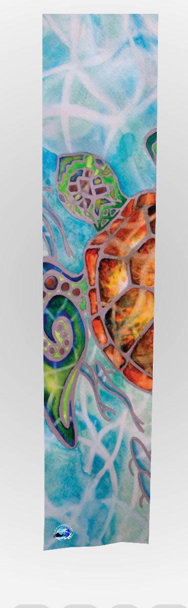Long Scarf Honu Island Waters art scarf by artist Christie Marie