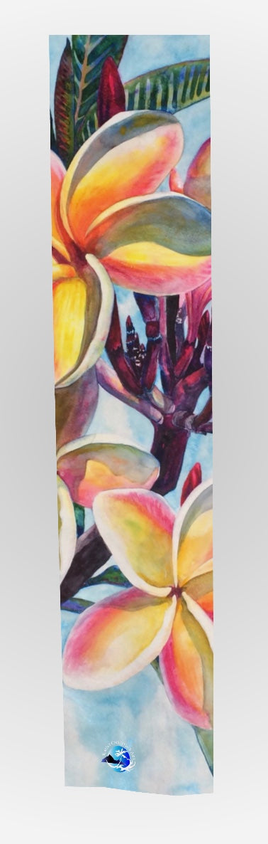 La A Kea 2 ~  Long Scarf with Plumeria Watercolor Art by Christie Marie Elder